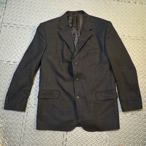 Etienne Aigner Lambswool Blazer Mens 44L Charcoal Gray Long Fit